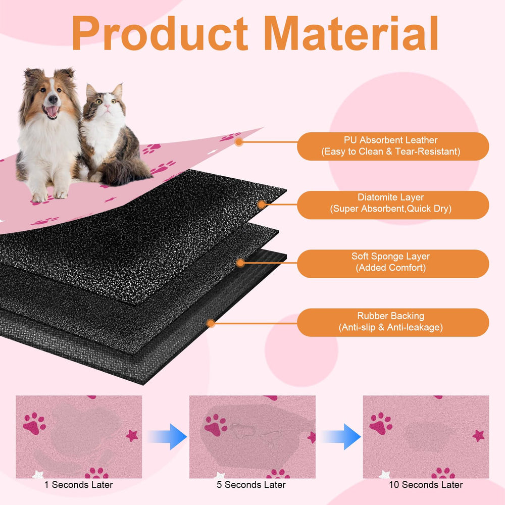 BLESWIN tapis en usage avec bols illustrant absorption et stabilité
