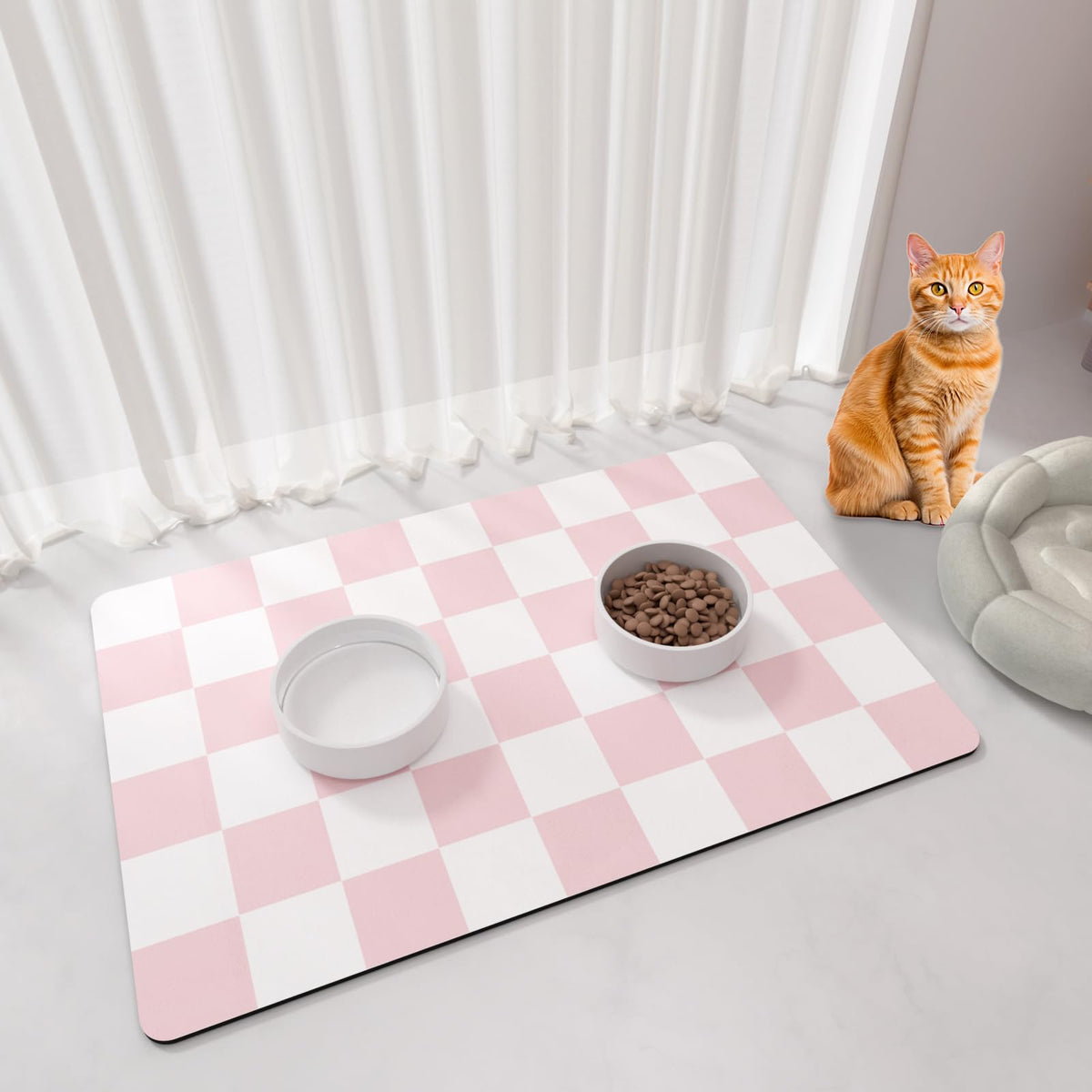 BLESWIN tapis face avant rose à carreaux protège et décore l'aire de repas