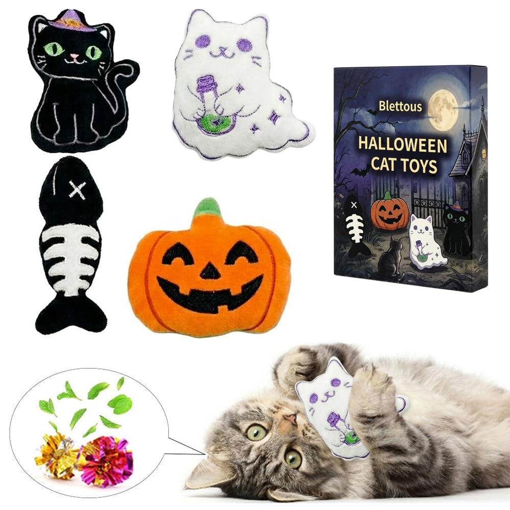 Blettous packaging pack Halloween montrant les quatre jouets attractifs