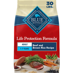 Blue Buffalo sac 30 lb face avec visuel naturel, présente une alimentation complète