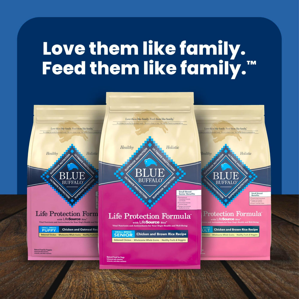 Blue Buffalo scène maison avec petit chien heureux, conviendra aux foyers seniors