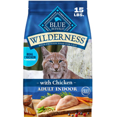 Blue Buffalo paquet avant montrant poulet réel et bénéfice protéines