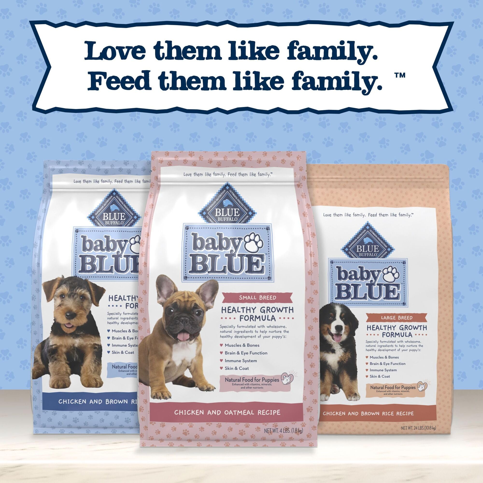 Blue Buffalo icônes sans sous‑produits illustrant composition claire