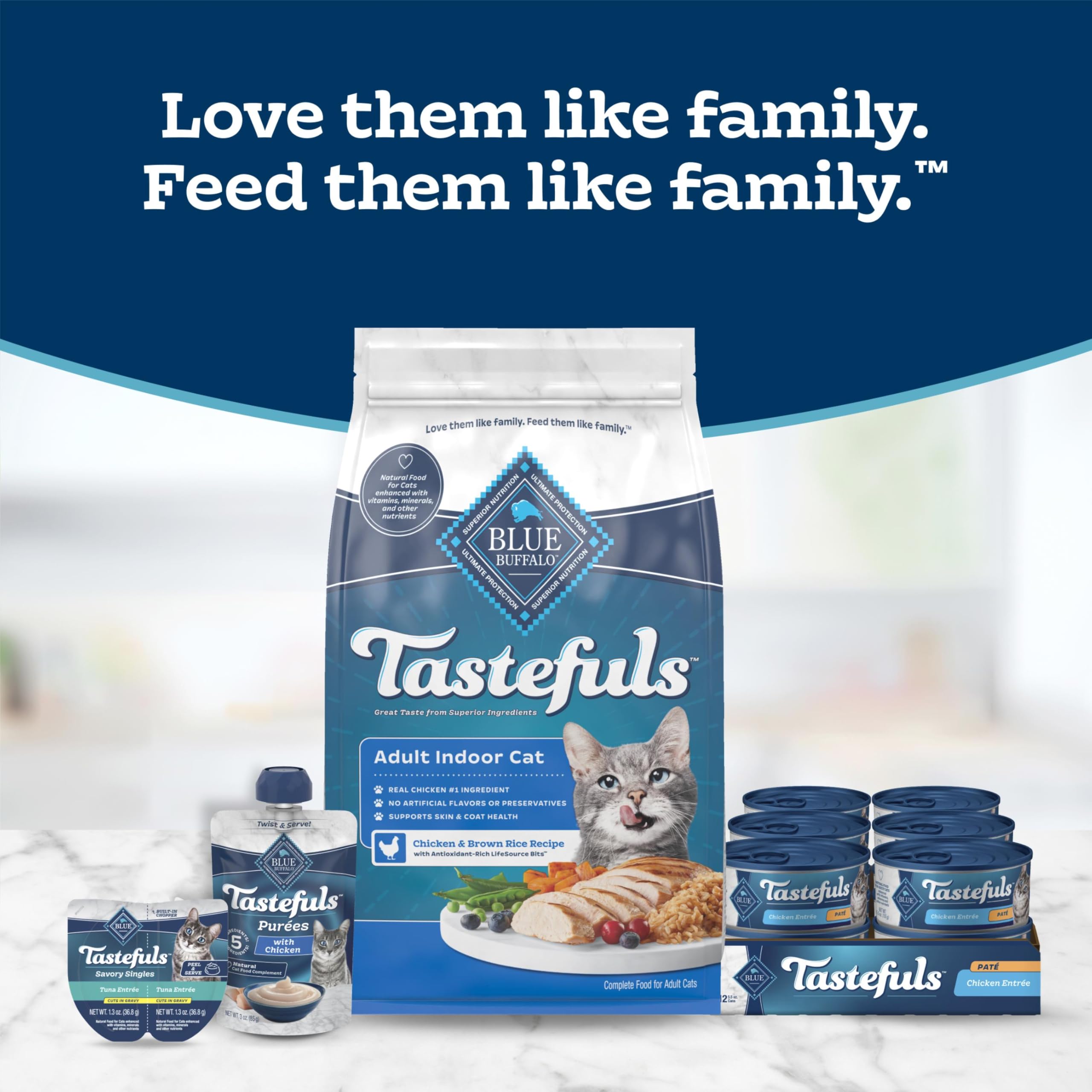 Blue Buffalo chat mangeant la pâté satisfait et réhydraté
