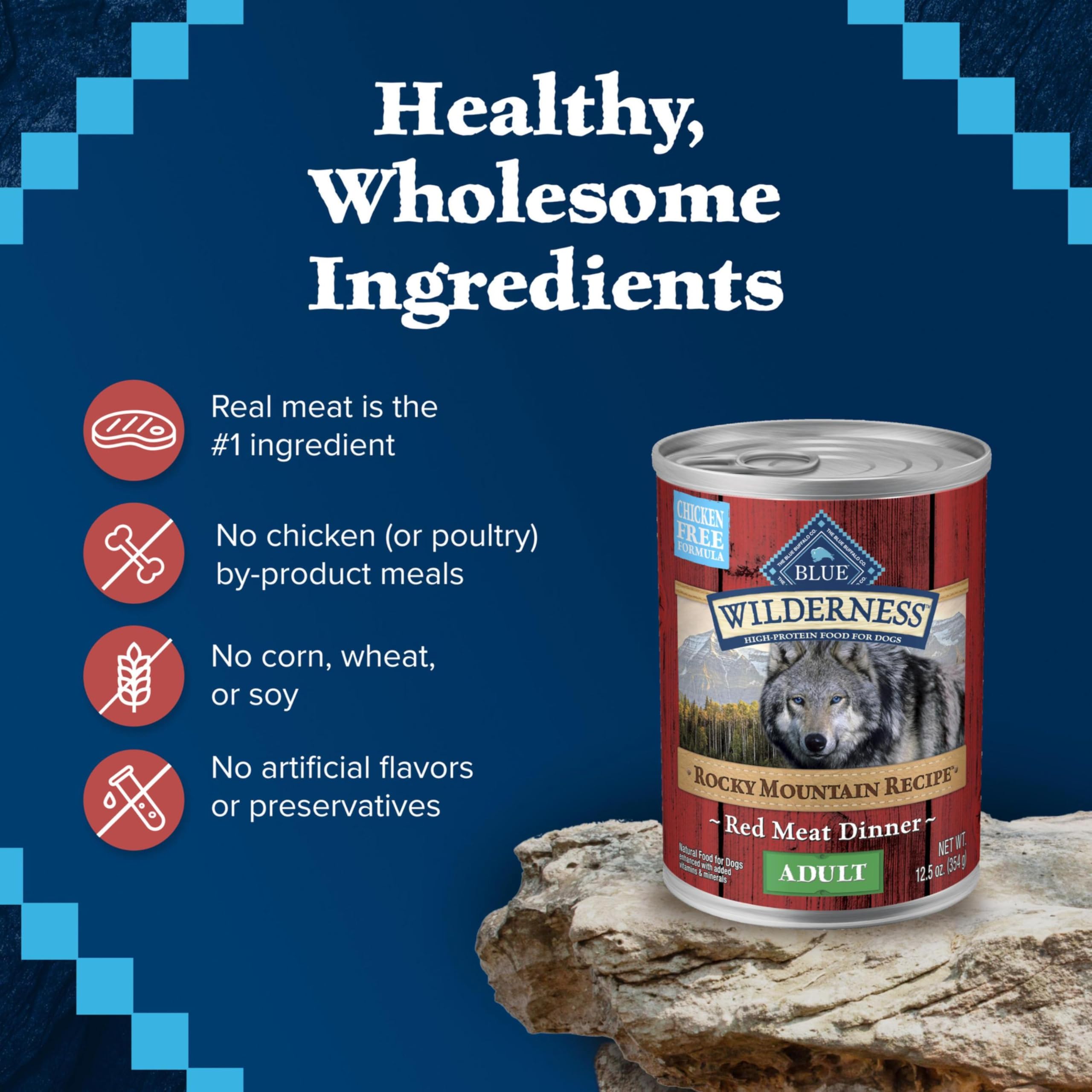 Blue Buffalo conserve à côté d’un bol montrant échelle et portion pratique