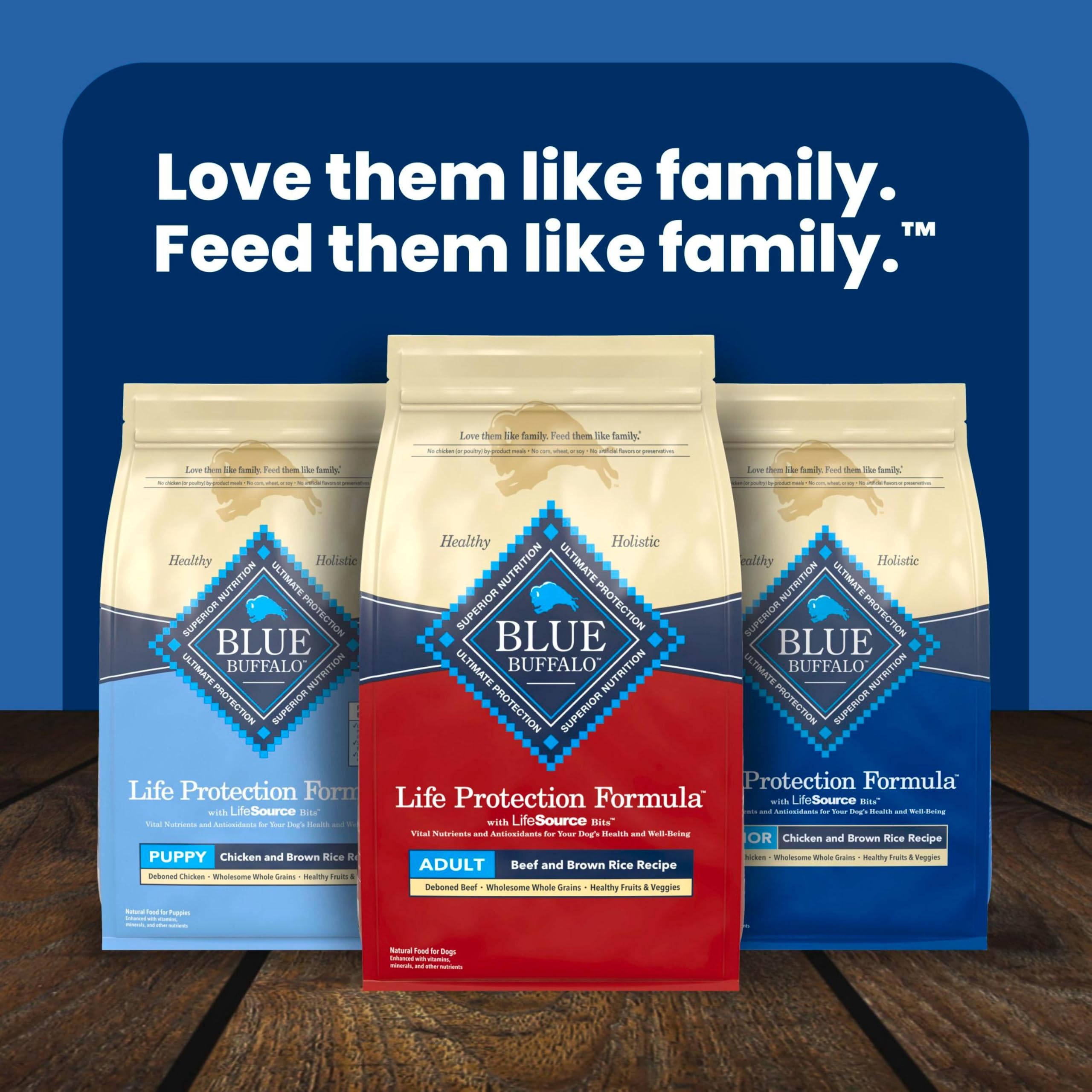 Blue Buffalo vue du contenu et vitamines mises en avant pour bien-être