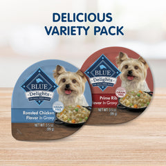 Blue Buffalo coupelle ouverte poulet et prime rib, appétence visible pour chien