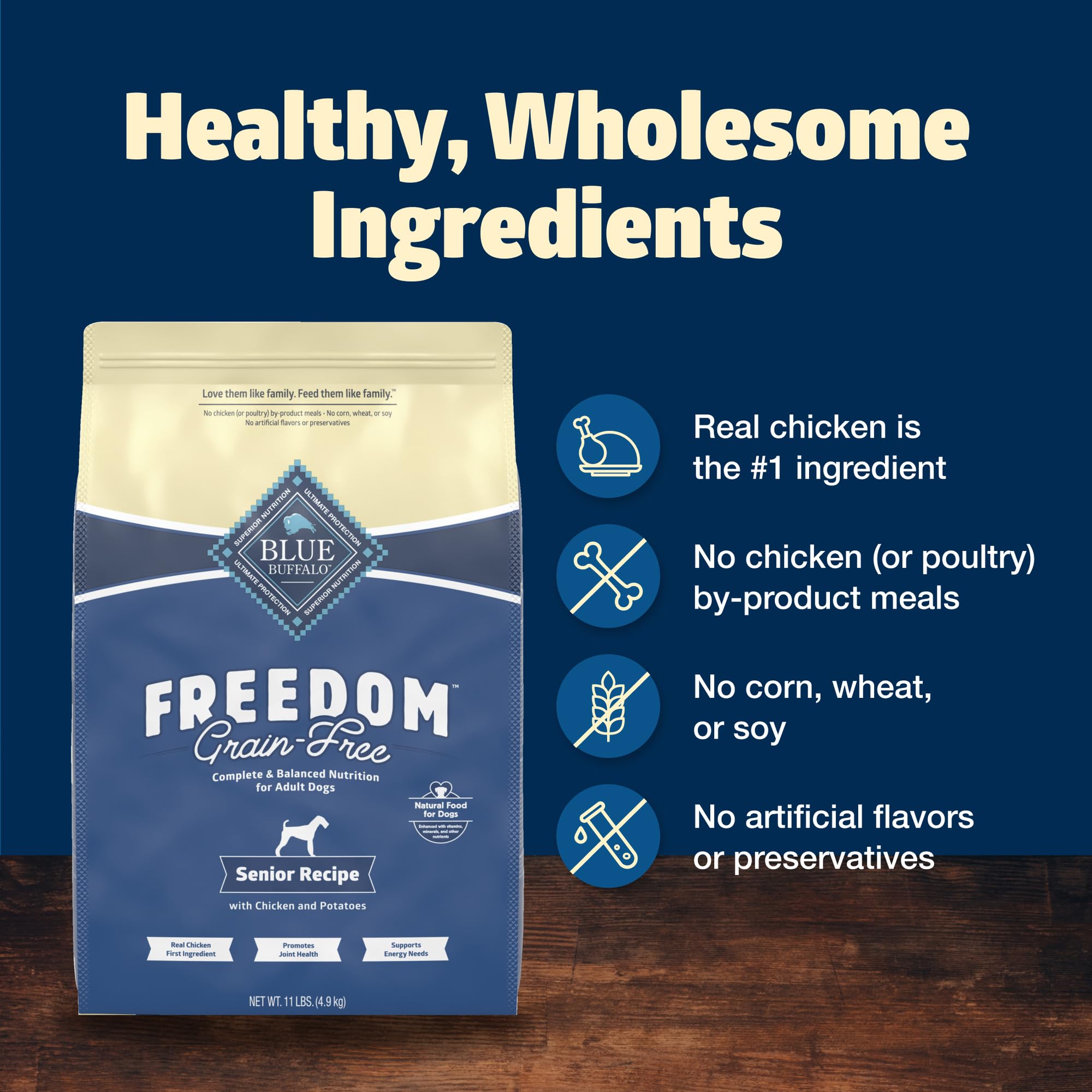Blue Buffalo chien senior actif après repas pour mobilité soutenue