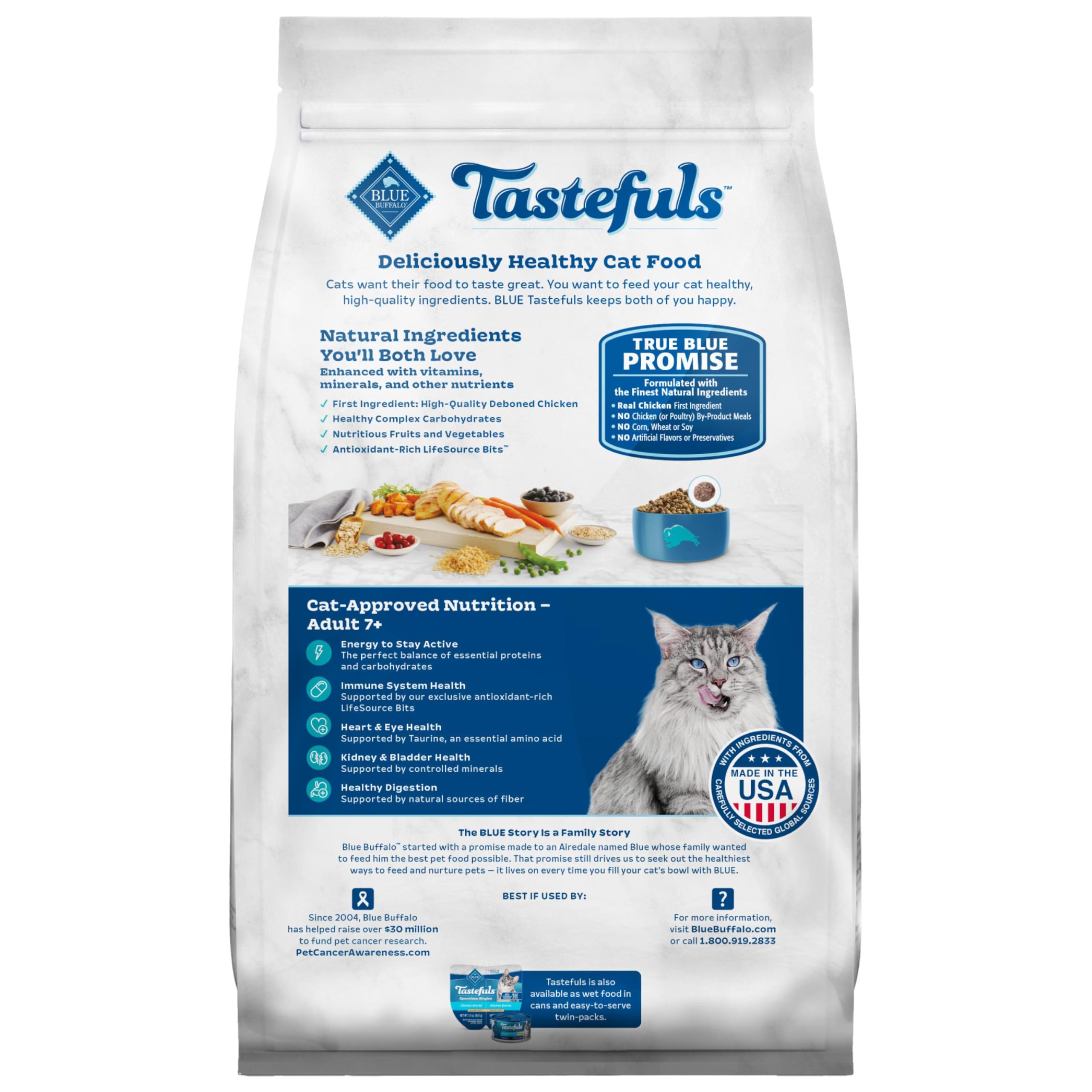 Blue Buffalo gros plan croquettes montrant texture et appétence pour chiens et chats