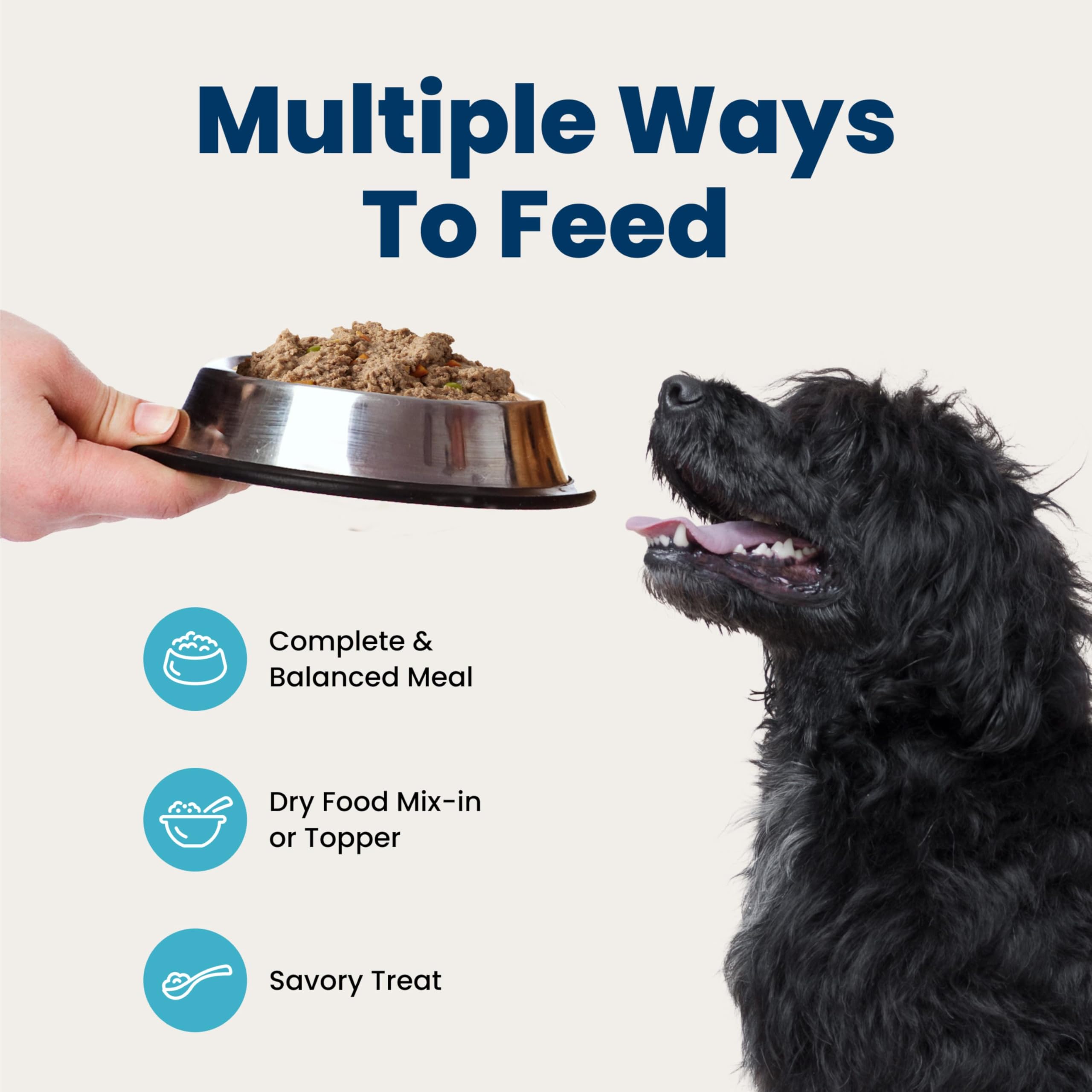 Scène de repas familial avec chien et Blue Buffalo pour partage convivial