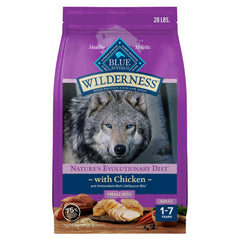 Blue Buffalo paquet avant montrant recette poulet et bénéfices nutritionnels