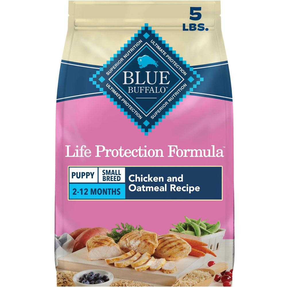 Blue Buffalo sachet avant montrant la recette, bénéfice nutrition claire