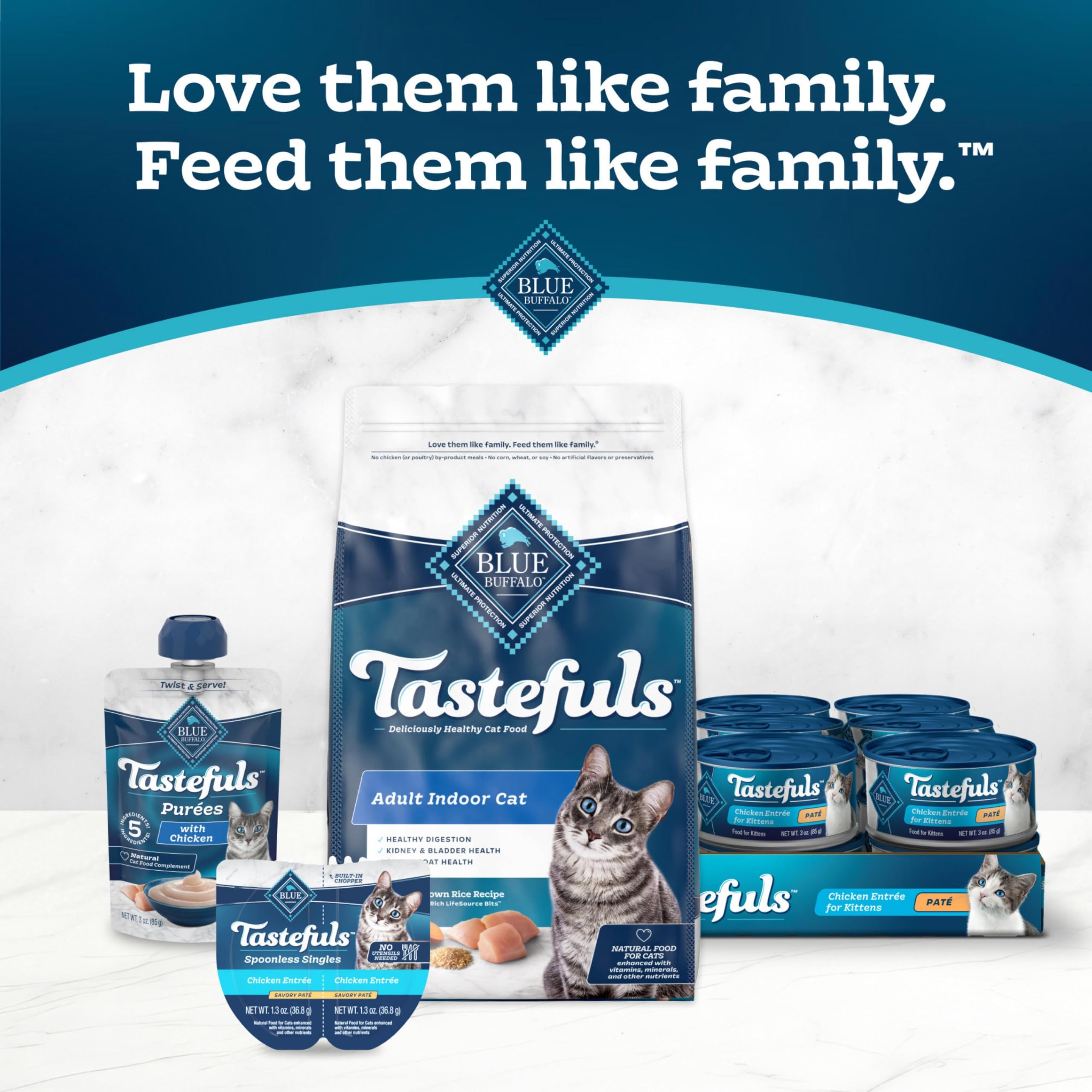 Blue Buffalo riz brun et patate douce montrant ingrédients naturels