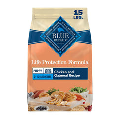 Blue Buffalo sachet avant 15 lb montrant emballage clair et bénéfice nutritionnel