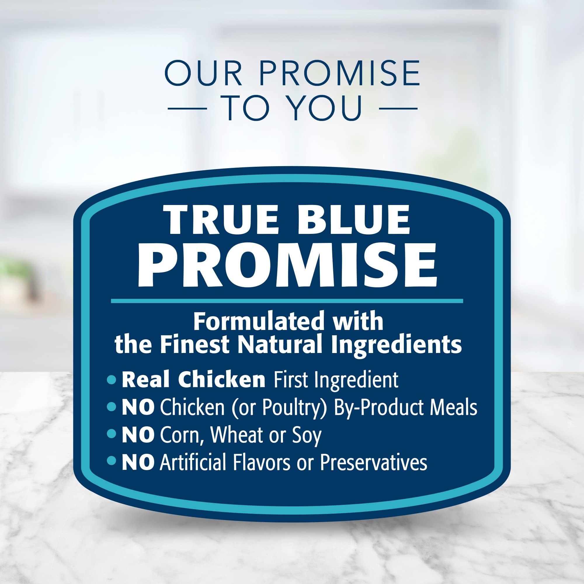 Blue Buffalo comparaison taille avec main, portion individuelle facile à évaluer