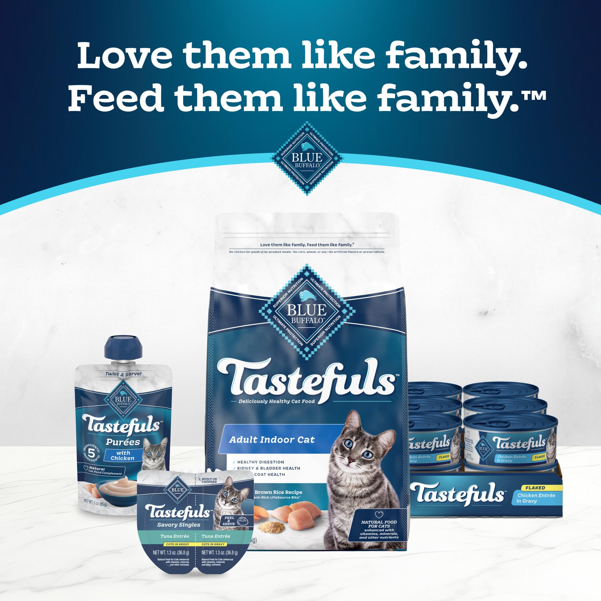 Blue Buffalo plusieurs cups ouvertes montrant stockage pratique
