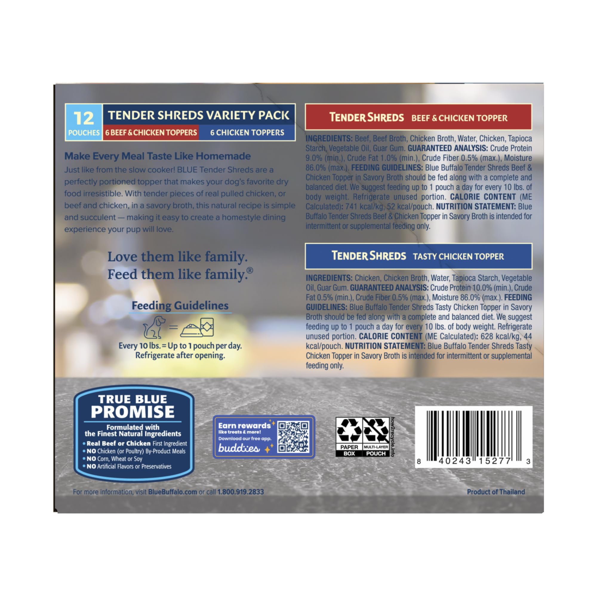 Blue Buffalo sachet ouvert poulet avec morceaux appétents pour chien