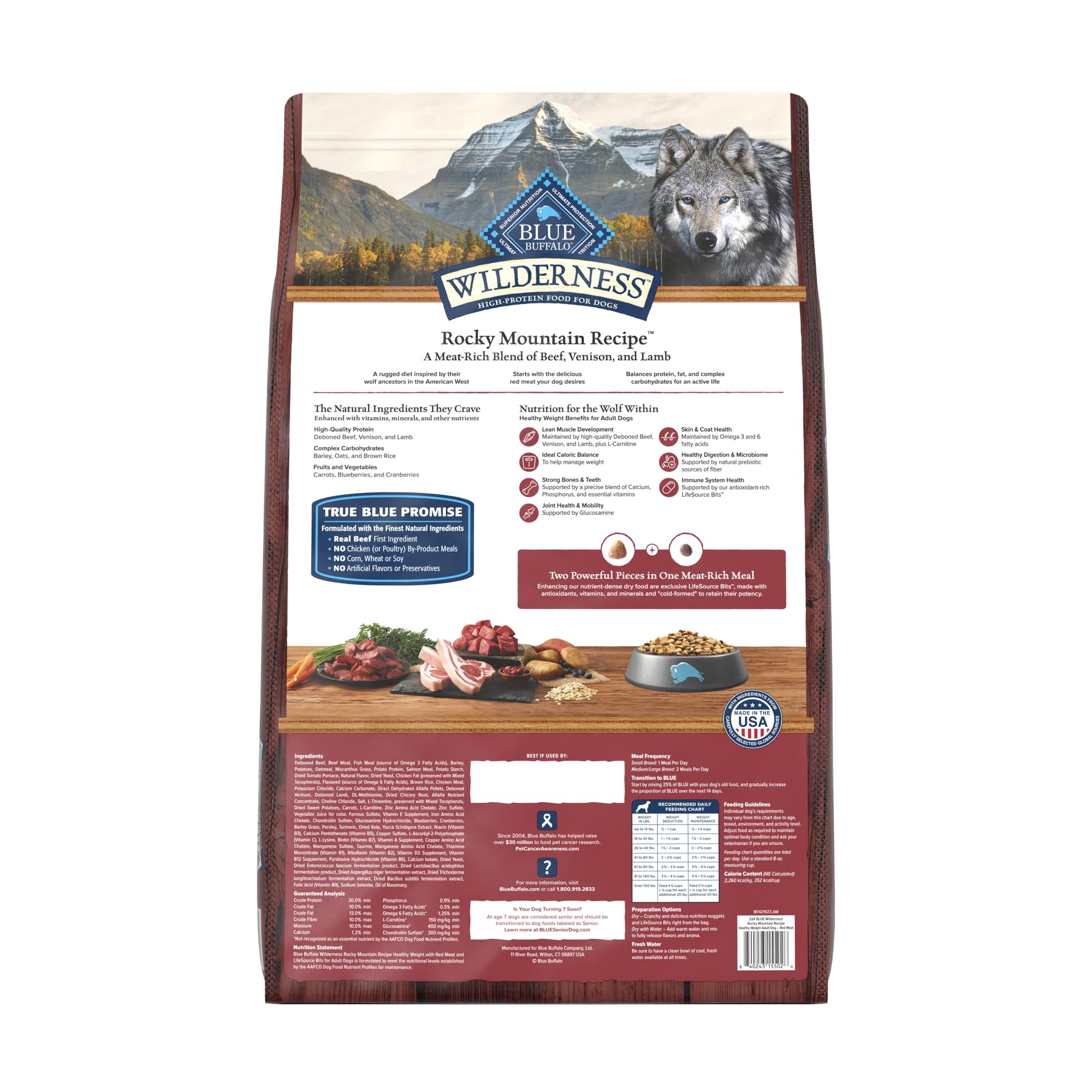 Blue Buffalo gros plan croquettes montrant texture et appétence protéique