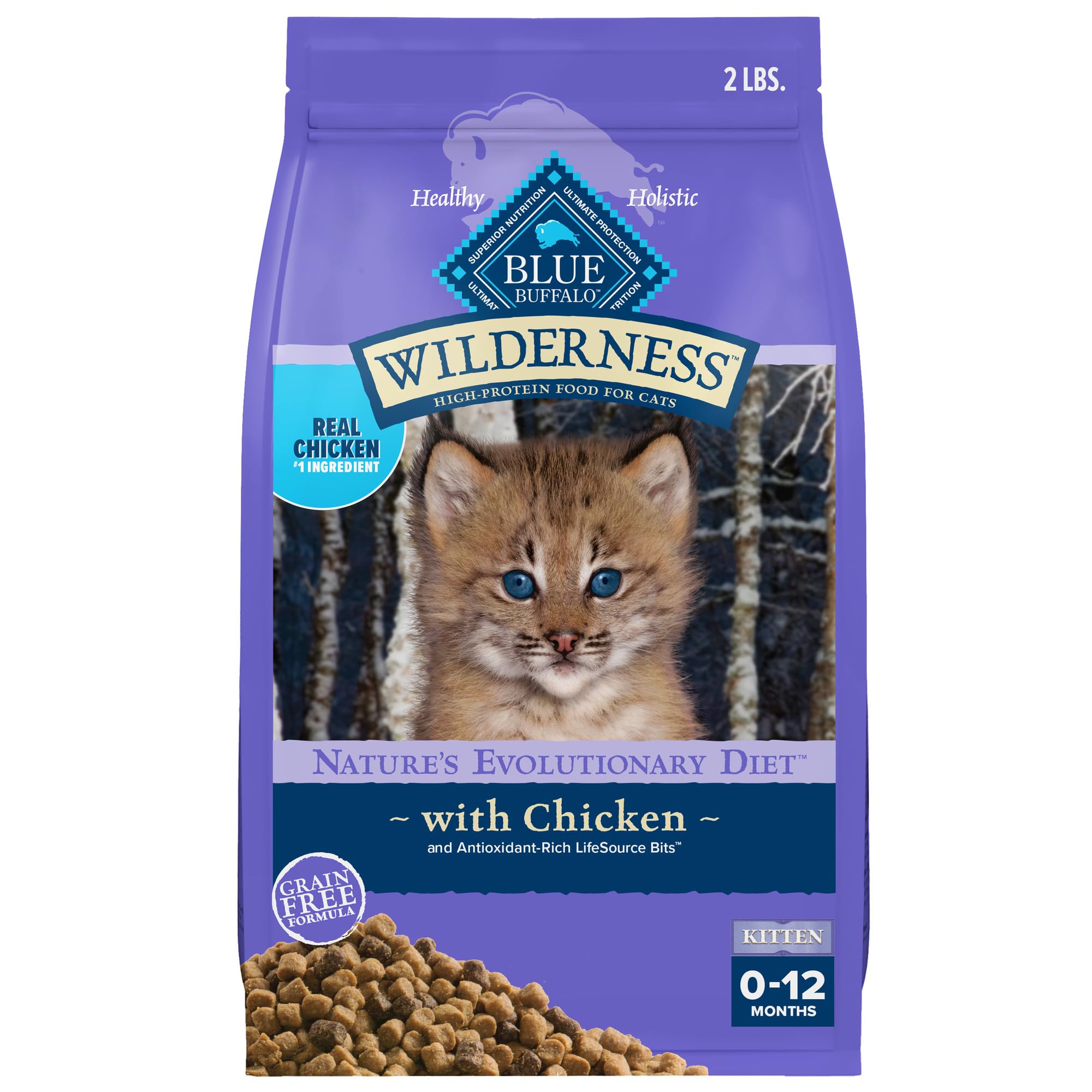 Blue Buffalo sachet avant montrant recettes et bénéfices pour croissance