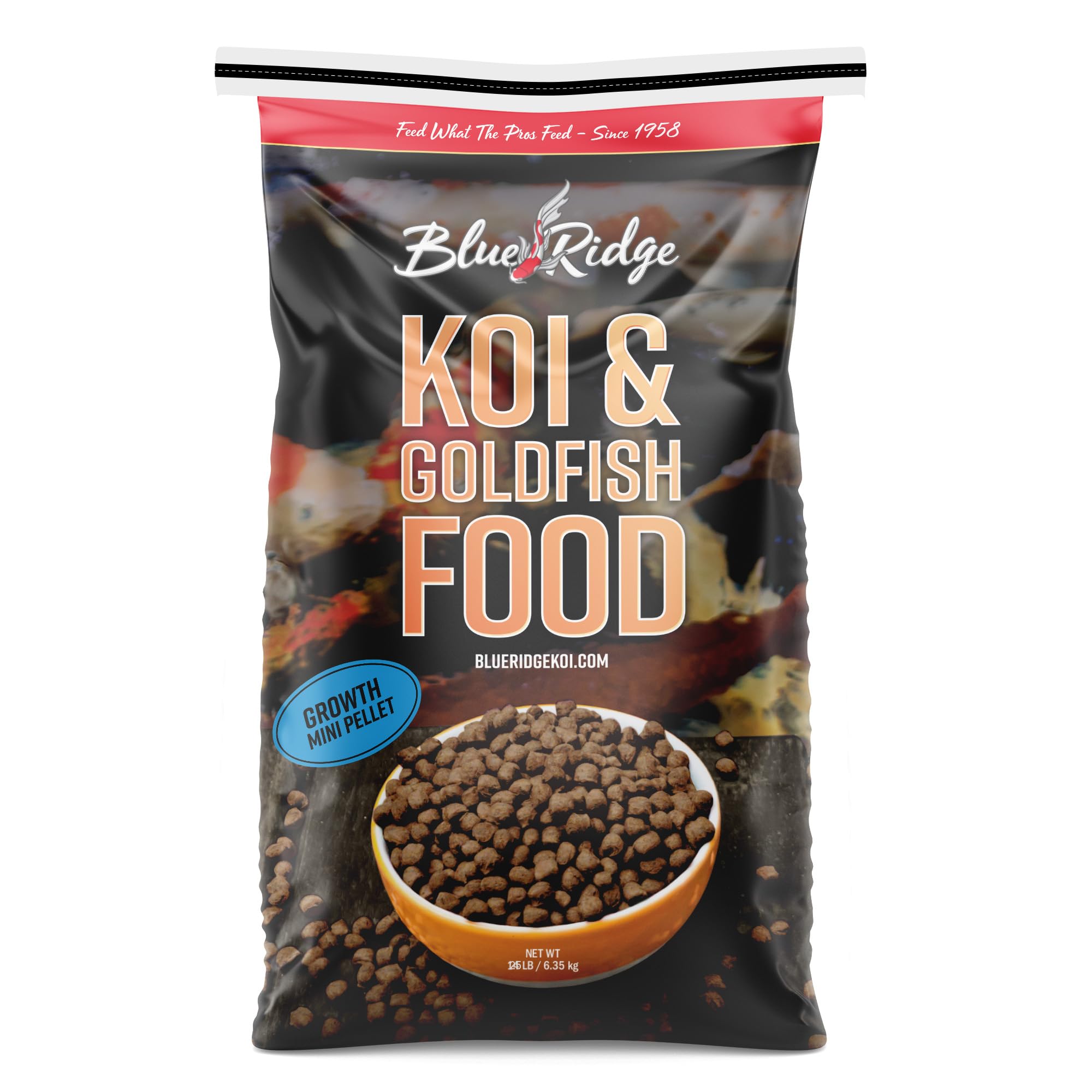 Blue Ridge packaging avant produit montrant sac 25 lb et bénéfice clarté