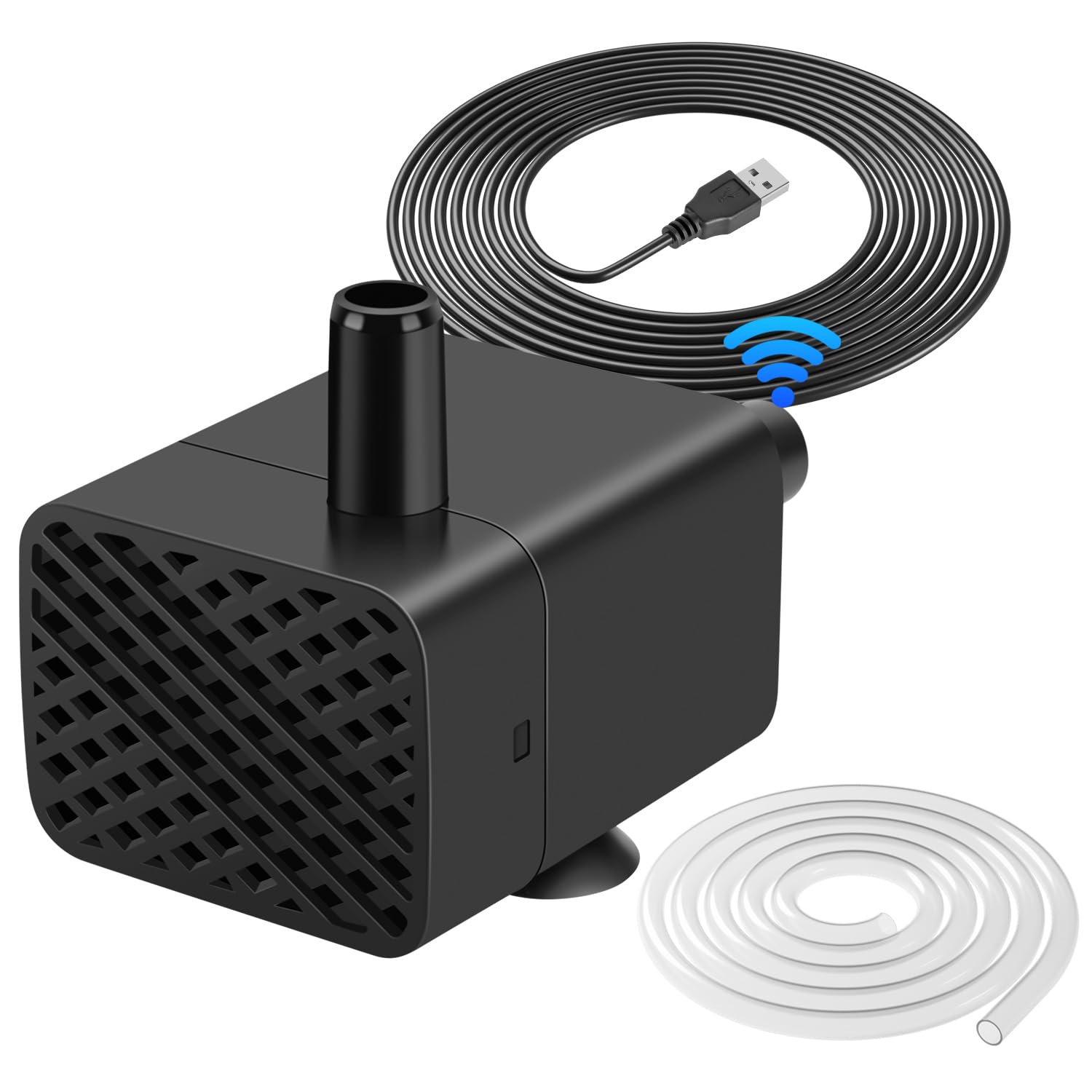 BlueYu pompe vue avant montrant design compact et connexion USB pour installation facile