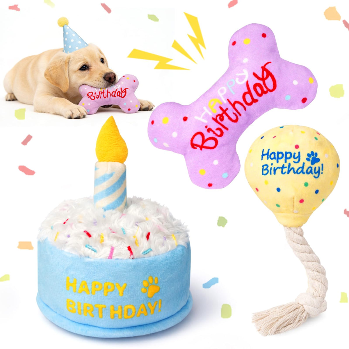 BluPup coffret anniversaire en vue frontale, idéal pour photos festives