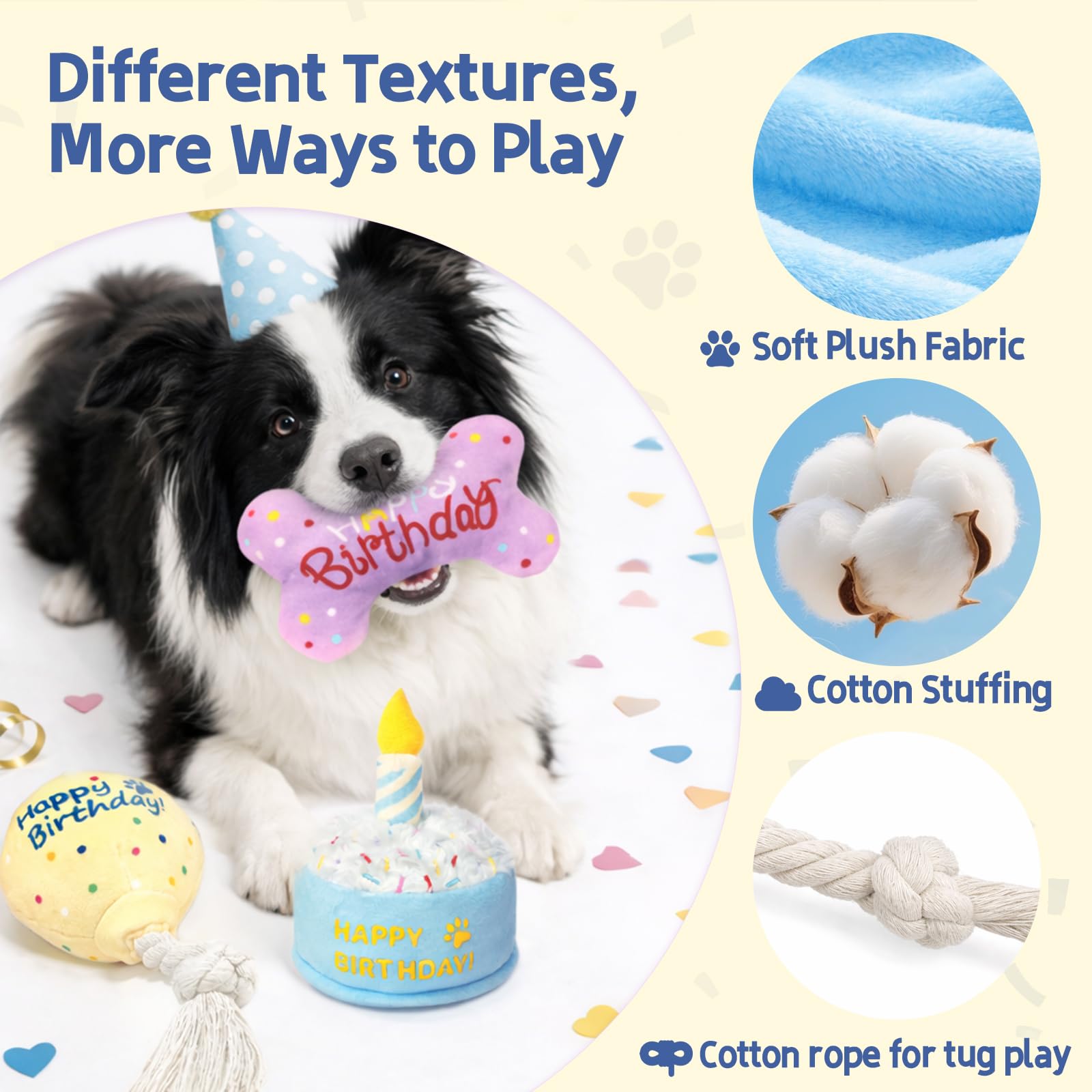 BluPup os violet montrant squeaker, stimule l'intérêt du chien