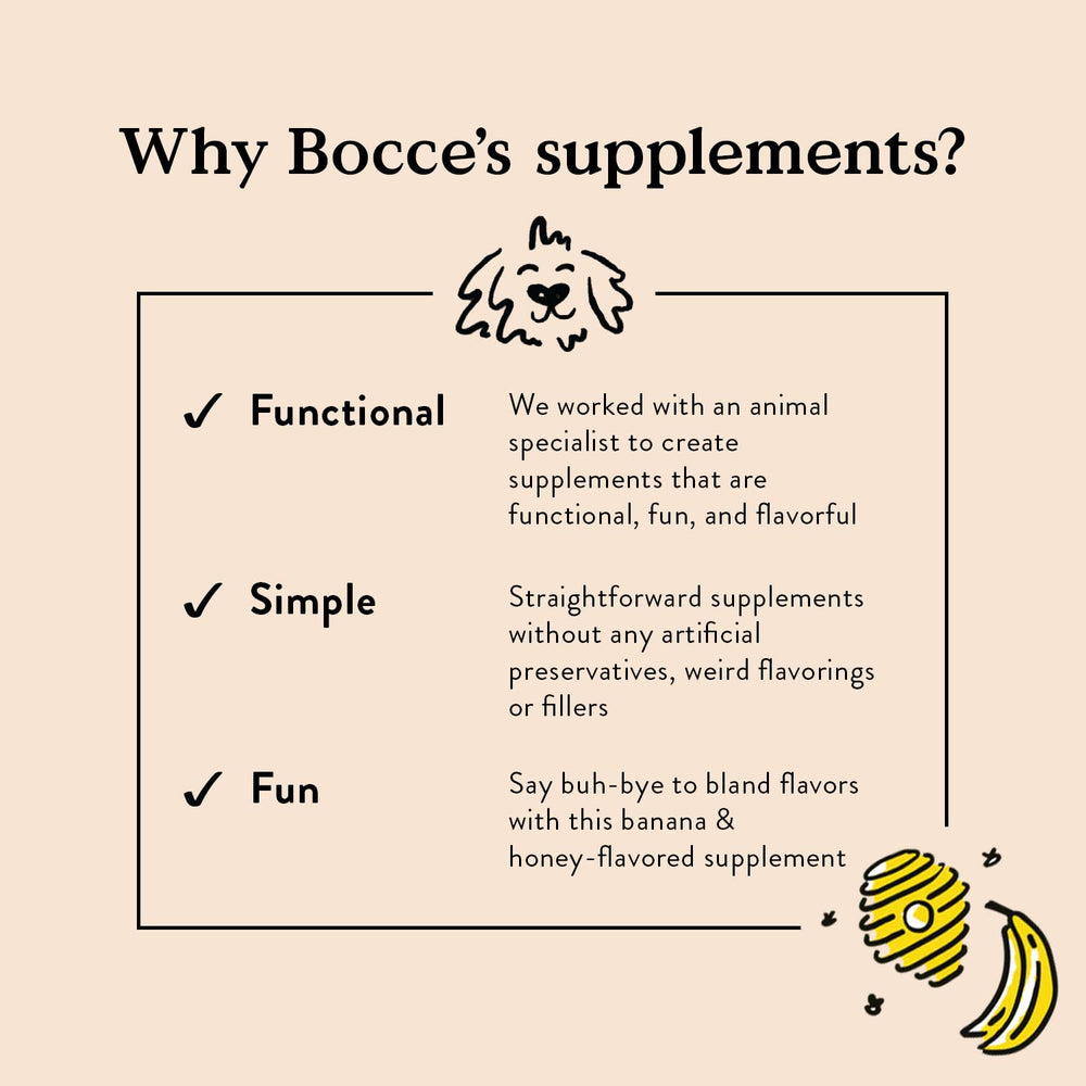 Bocce's Bakery chien mange bouchée illustrant acceptation et effet apaisant