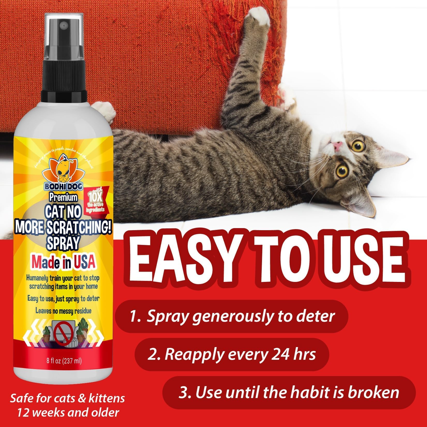 Bodhi Cat gros plan du flacon montrant la texture et facilité d'utilisation
