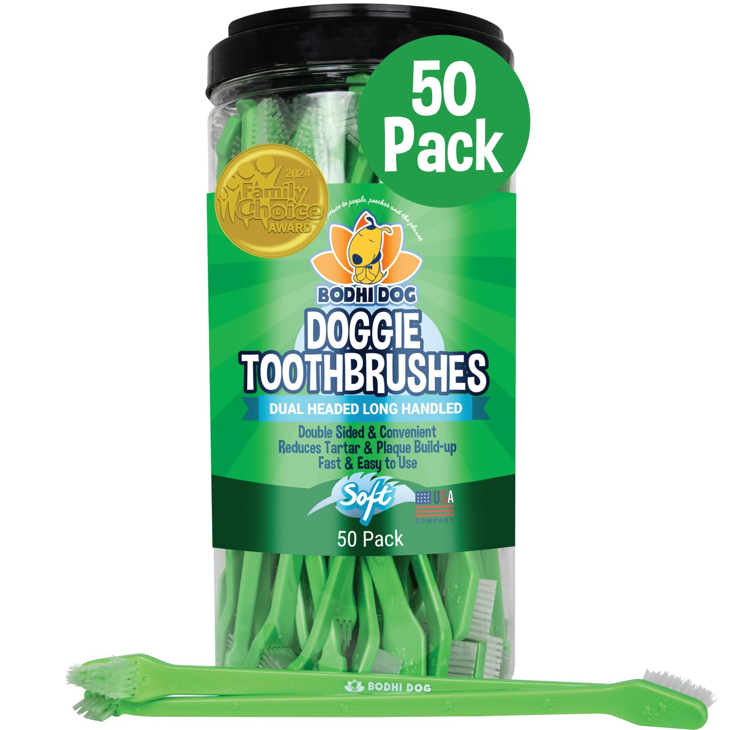 Bodhi Dog brosse double tête vue avant pour nettoyage facile
