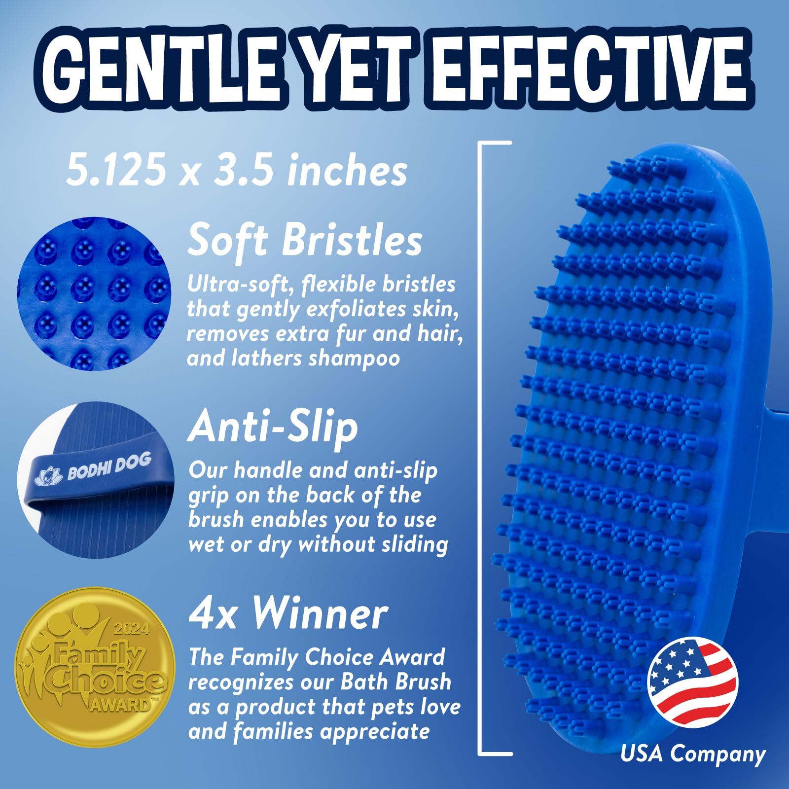 Bodhi Dog brosse utilisée avec une douchette pour un rinçage rapide et complet