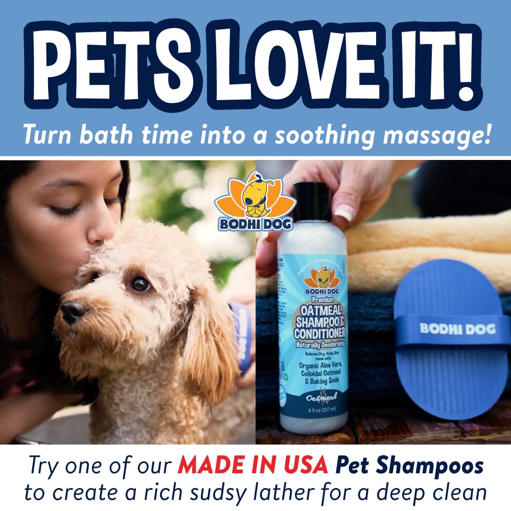 Bodhi Dog brosse en situation de bain avec chien, illustrant le confort et la relaxation