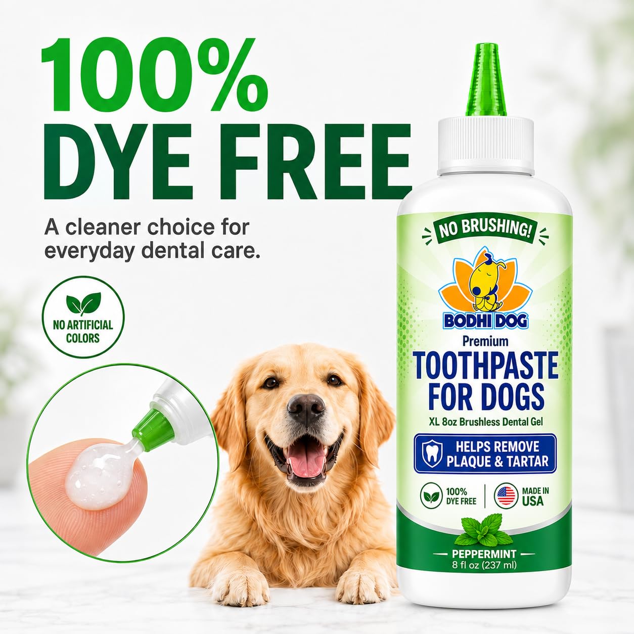 Bodhi Dog gel avec brosse longue montrant compatibilité et brossage efficace