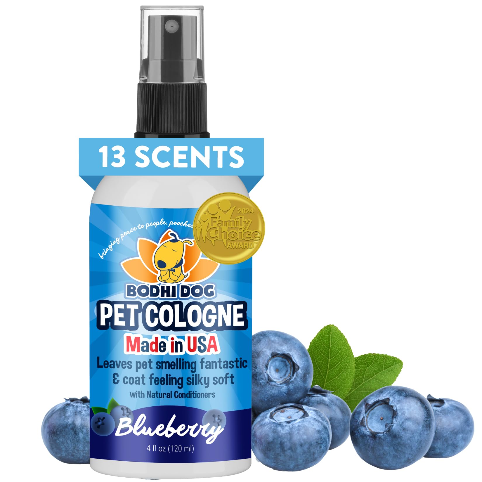 Bodhi Dog packaging devant montrant flacon parfum bleuet et fraîcheur