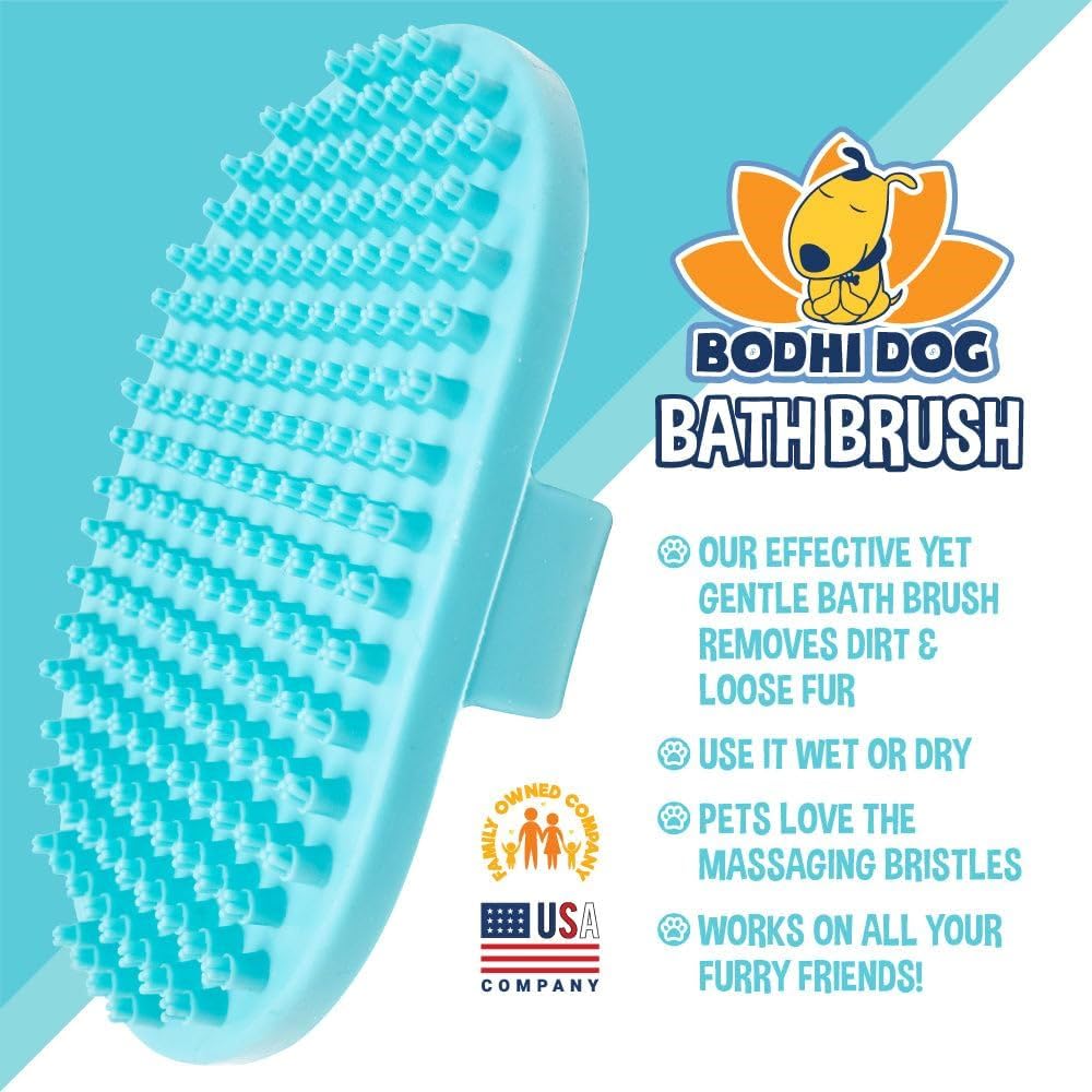 Bodhi Dog brosse utilisée avec pommeau montrant un bain plus rapide et maîtrisé
