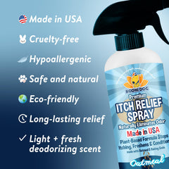 Bodhi Dog gros plan sur texture du spray montrant l'avoine pour apaiser la peau