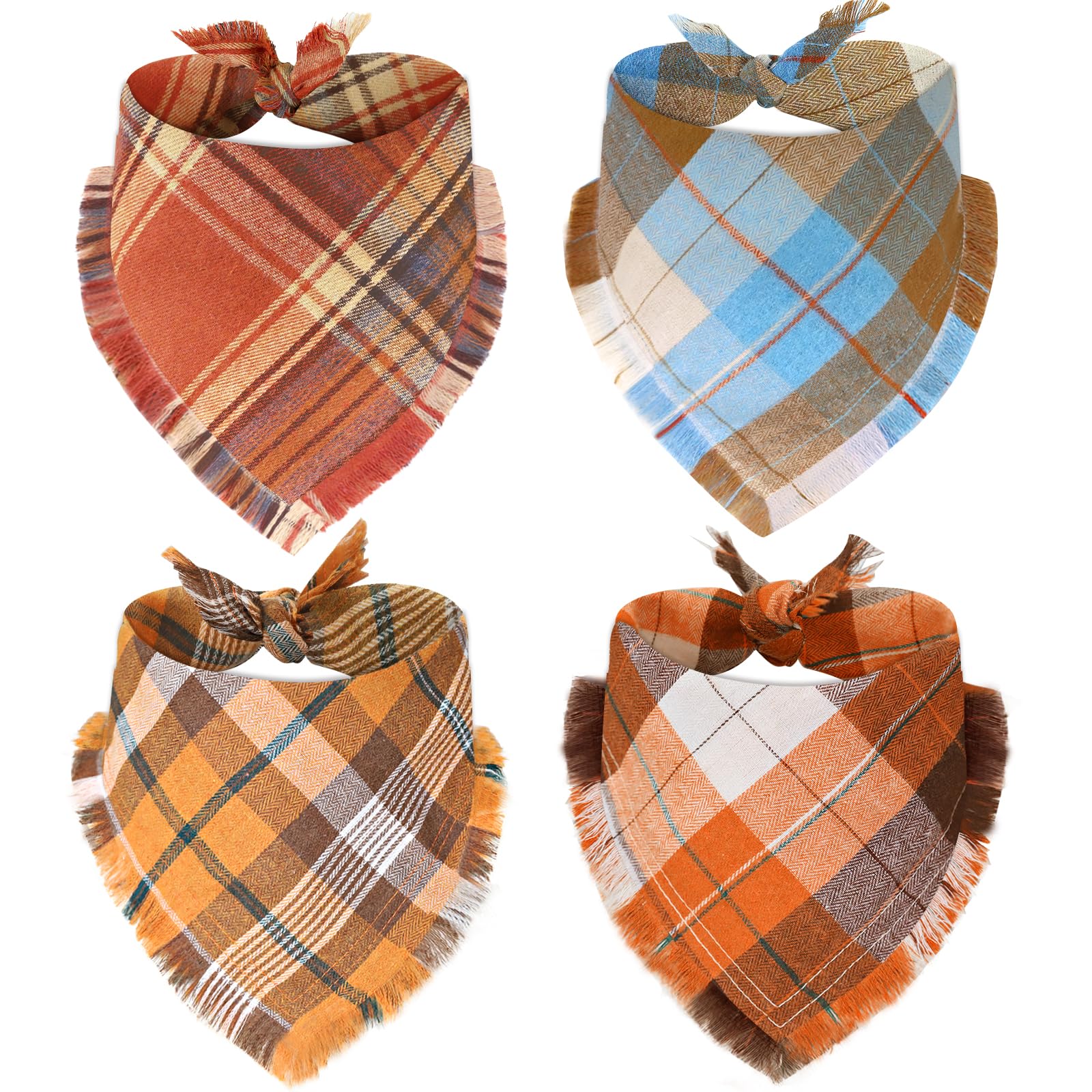 Bolake bandana pack 4 face avant montrant motifs et couleurs, rend le chien élégant