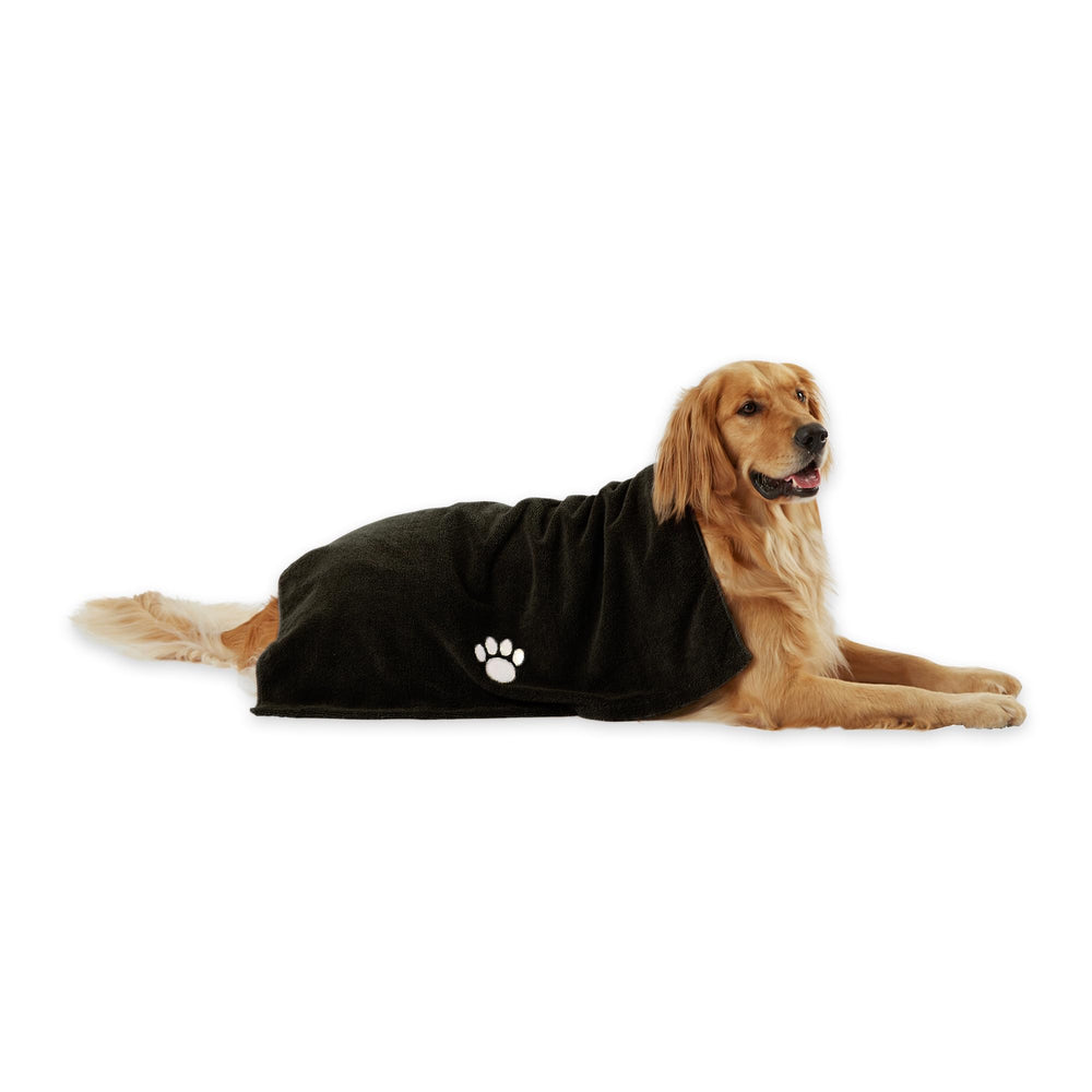 Bone Dry serviette emballage face montrant la taille et le tissu absorbant