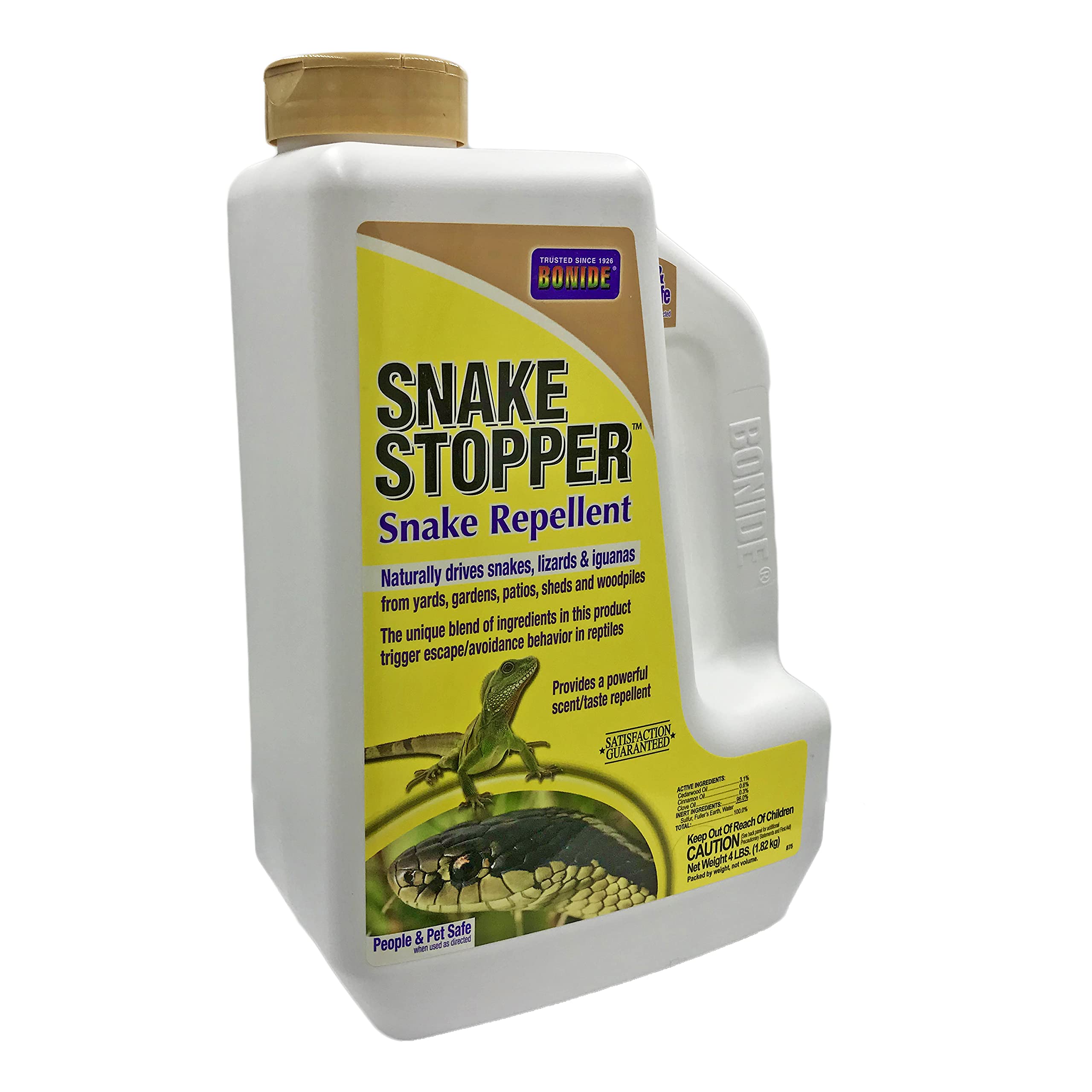 Gros plan sur la texture du produit Bonide Snake Stopper pour application précise