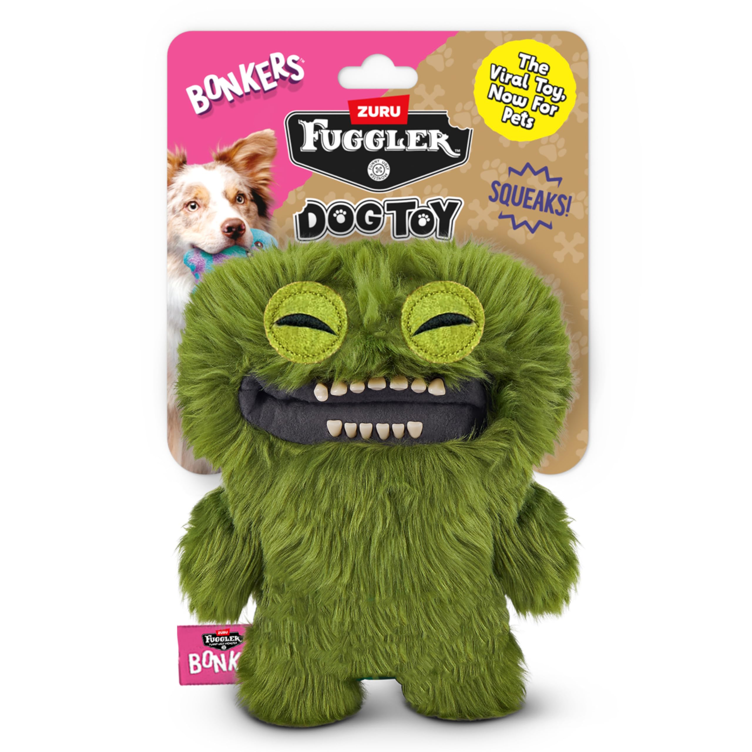 Bonkers FUGGLER vue avant montrant la peluche et son design amusant pour stimuler le jeu