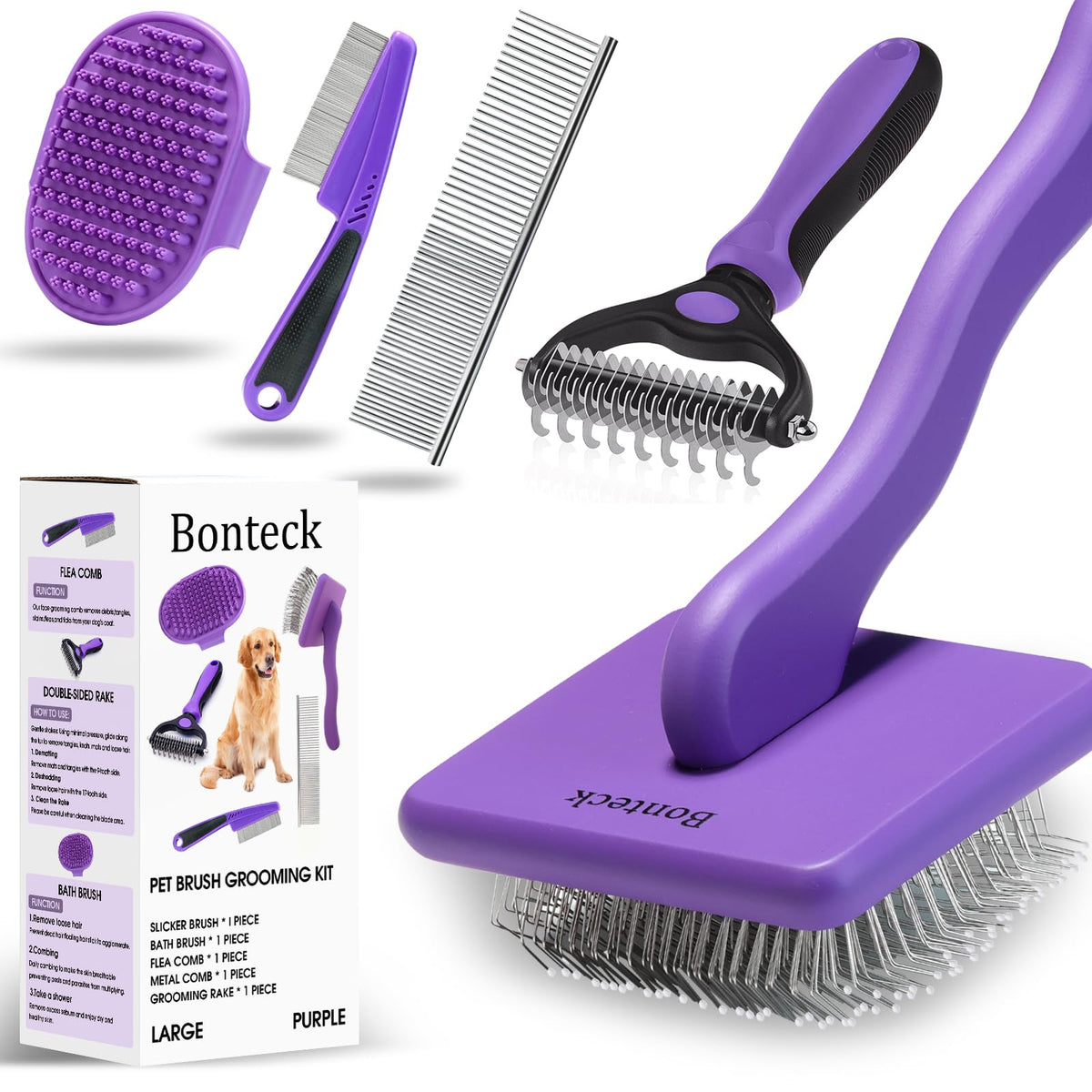 Bonteck kit 5 pièces présenté, soin complet pour poils longs