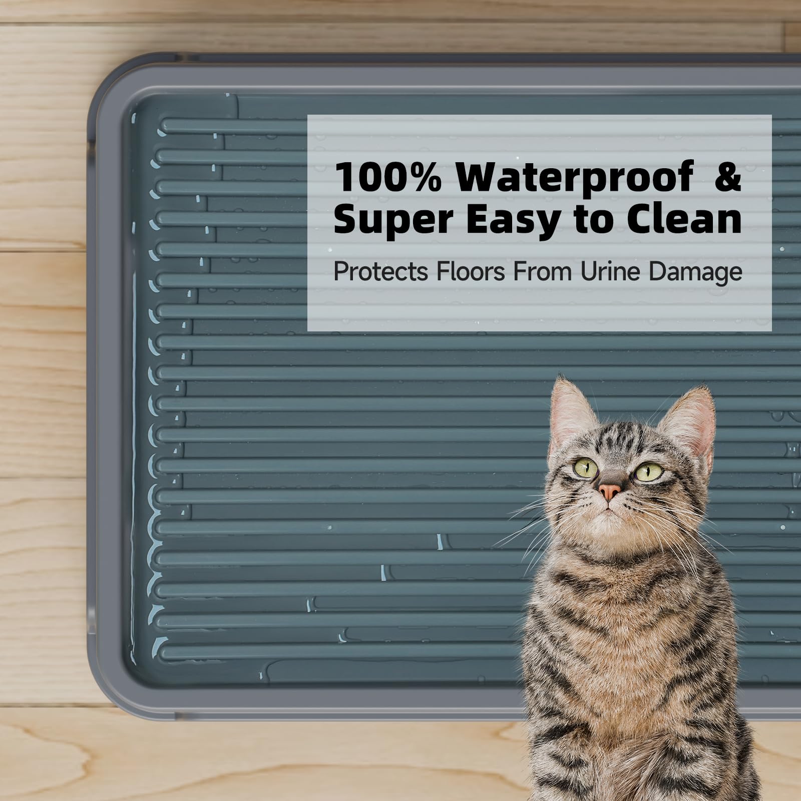 Booche comparée à un bac à litière standard, ajuste jusqu'à 19x13 pouces