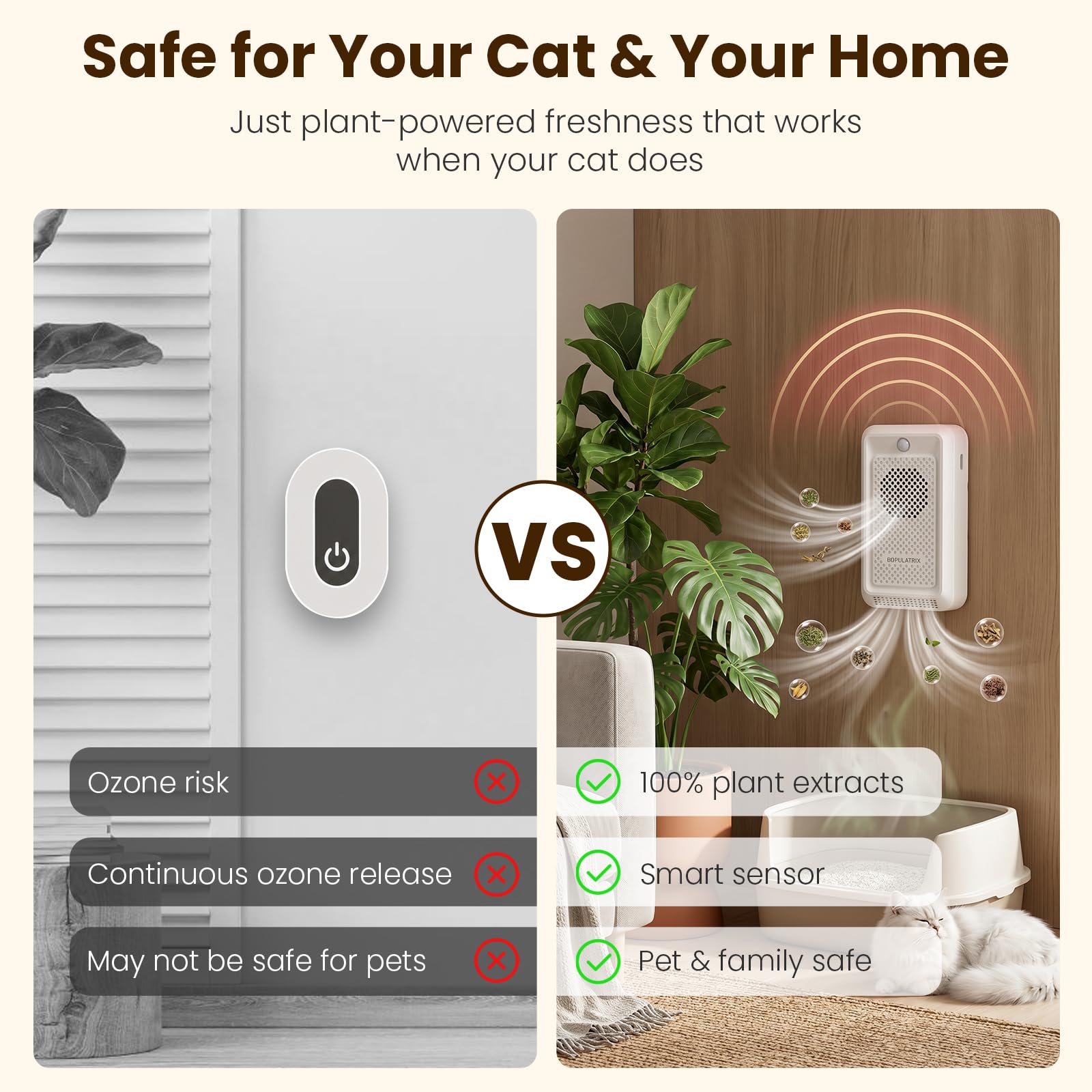 Bopulatrix recharge botanique ouverte montrant ingrédients sûrs pour chats