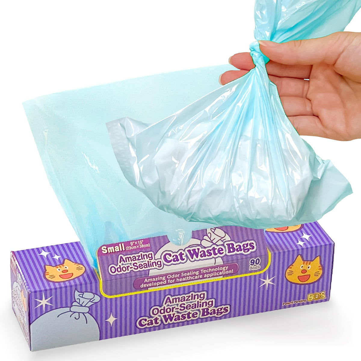 BOS boîte face avant montrant 90 sacs pour rangement hygiénique