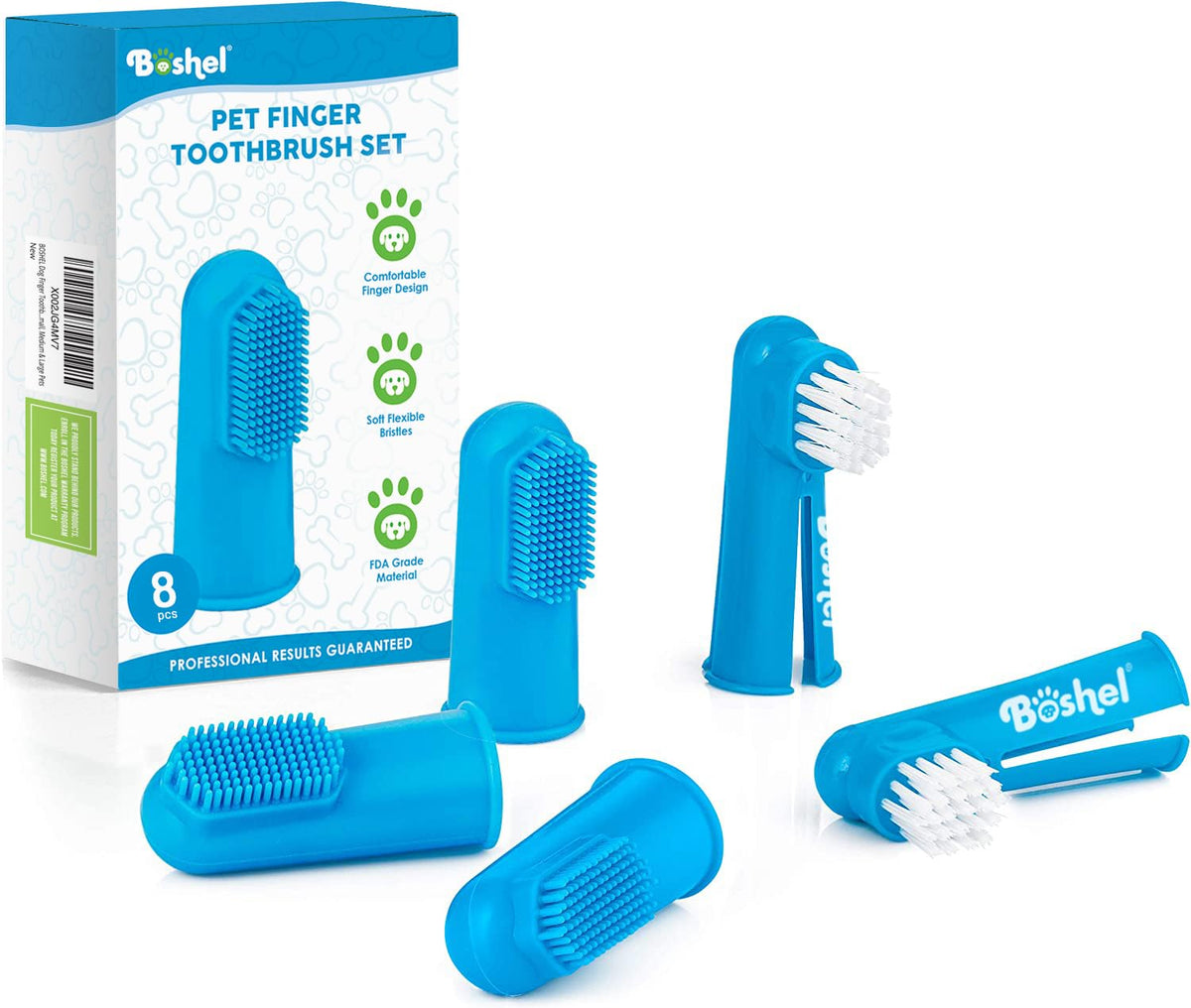 Boshel vue avant du pack montrant les 8 brosses, pratique et complet