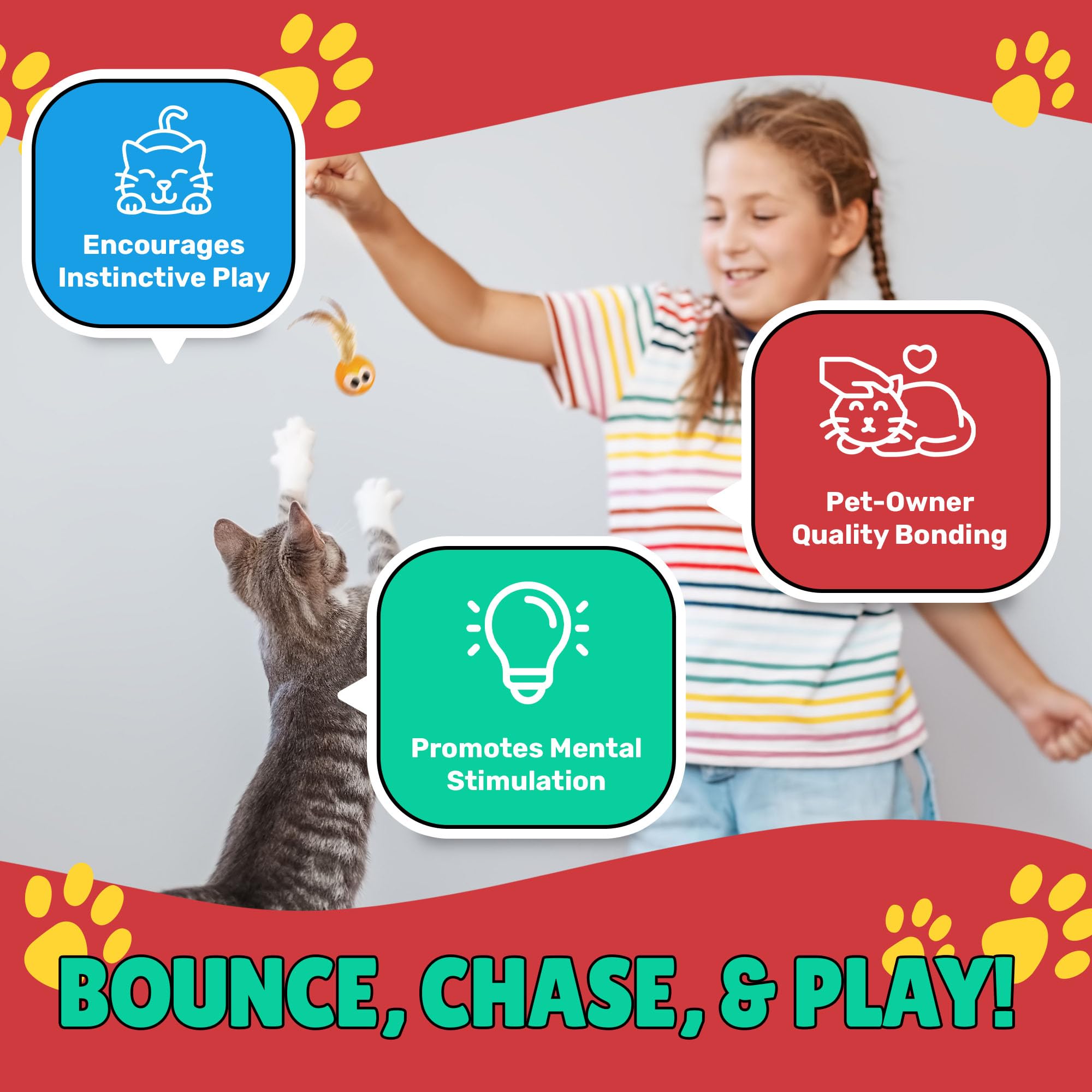 Bouncy Tails chaton jouant activement montrant engagement ludique