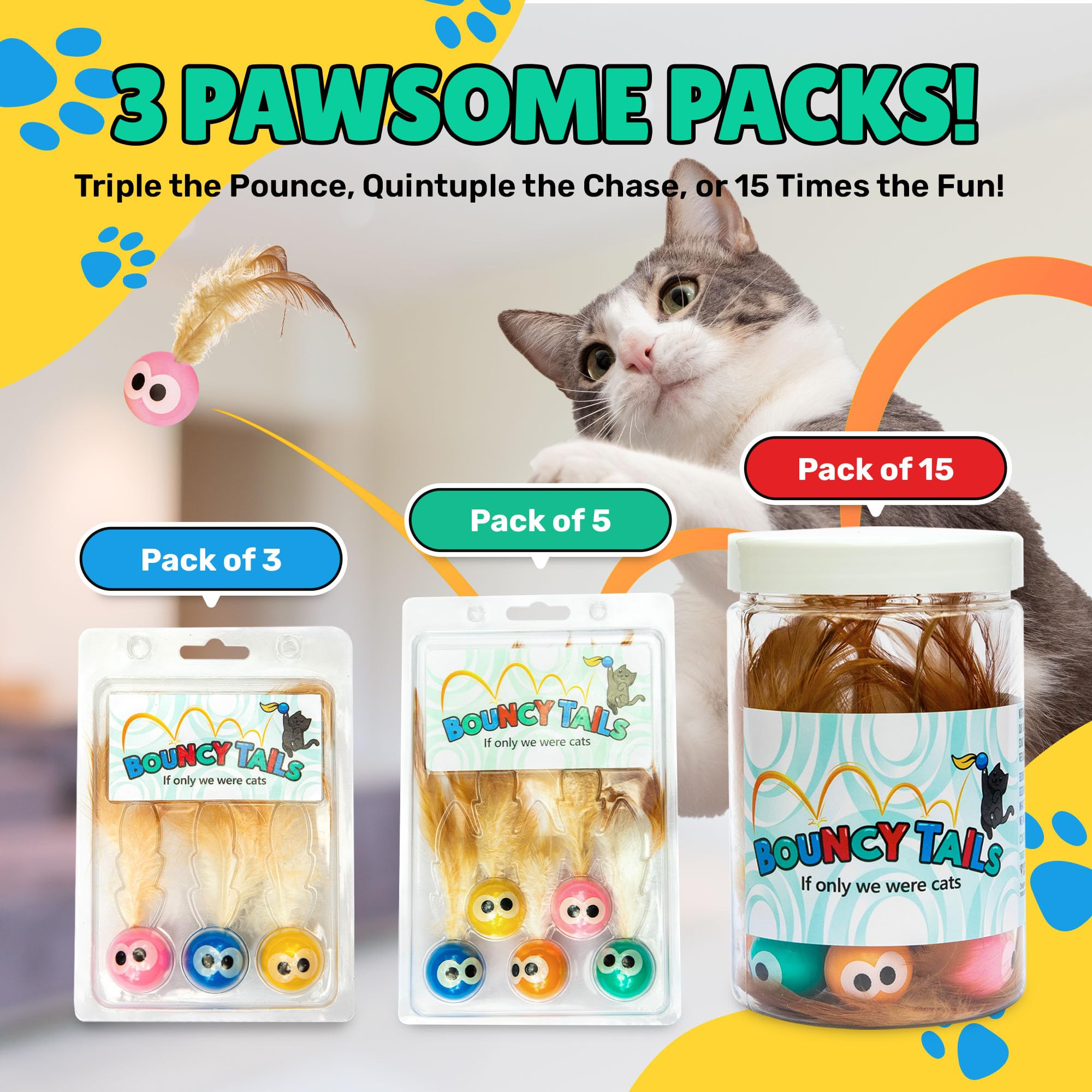 Bouncy Tails pack de 5 balles prêt à l'emploi pour sessions multiples