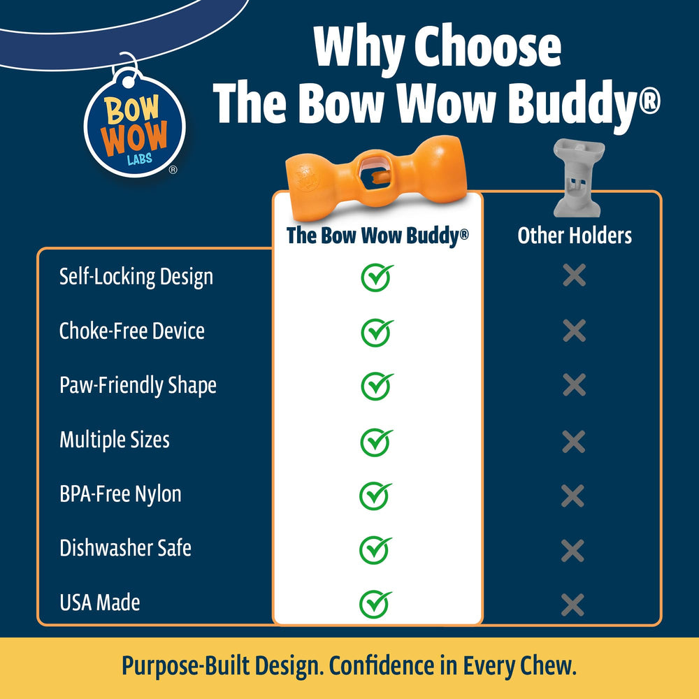 Bow Wow Labs Buddy en contexte lifestyle chien mâchant calmement