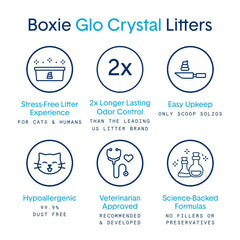 Boxie Glo paillettes UV visibles sur cristaux attirant le chat vers bac