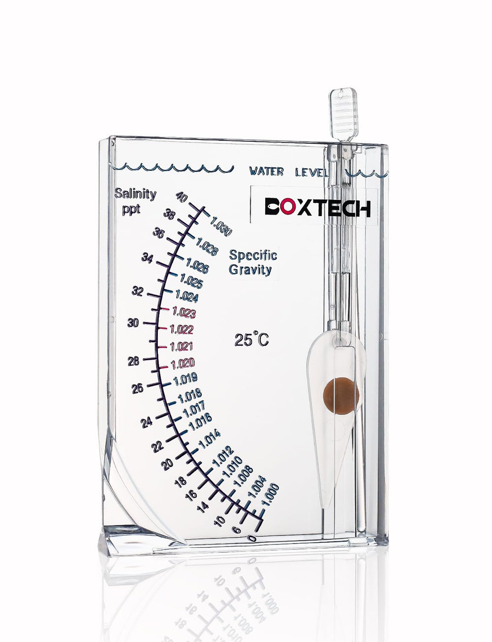 boxtech hydromètre avant montrant la base stable et la lecture claire